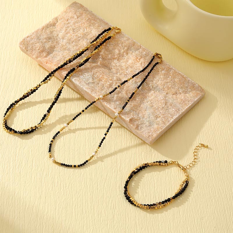 Personalized Custom Design Black Gold Bracelet Necklace Factory B2310