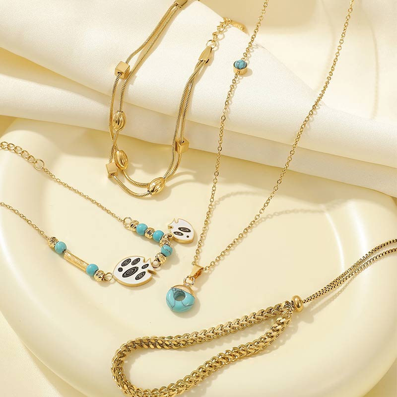 Wholesale Custom 2023 Fashion Fish Hoop Turquoise Pendant Bracelet Necklace B2315
