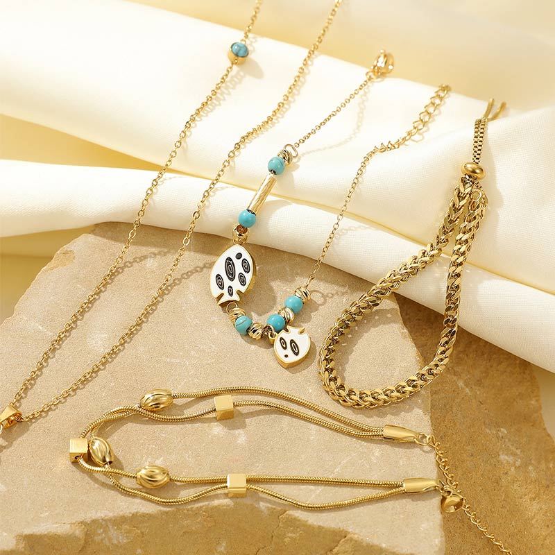 Wholesale Custom 2023 Fashion Fish Hoop Turquoise Pendant Bracelet Necklace B2315