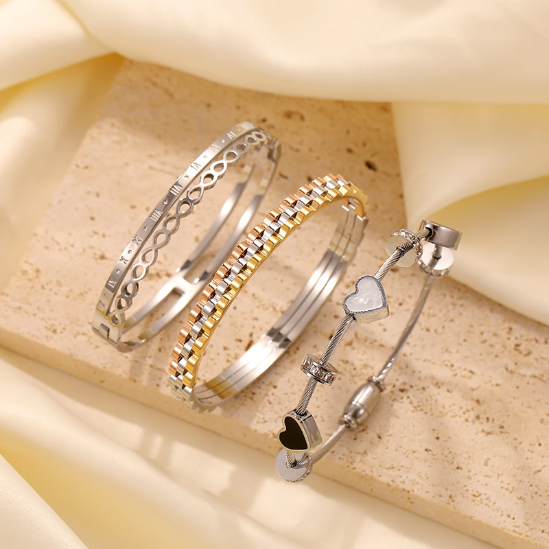 Factory Price Mixed Color Stainless Steel Wave Hinged Bangle for Women B2202