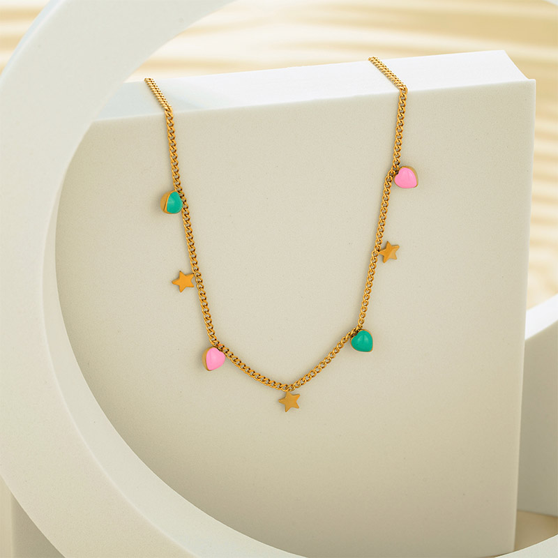Wholesale Custom 2023 Fashion Star And Heart Gold Necklace N1783-GO