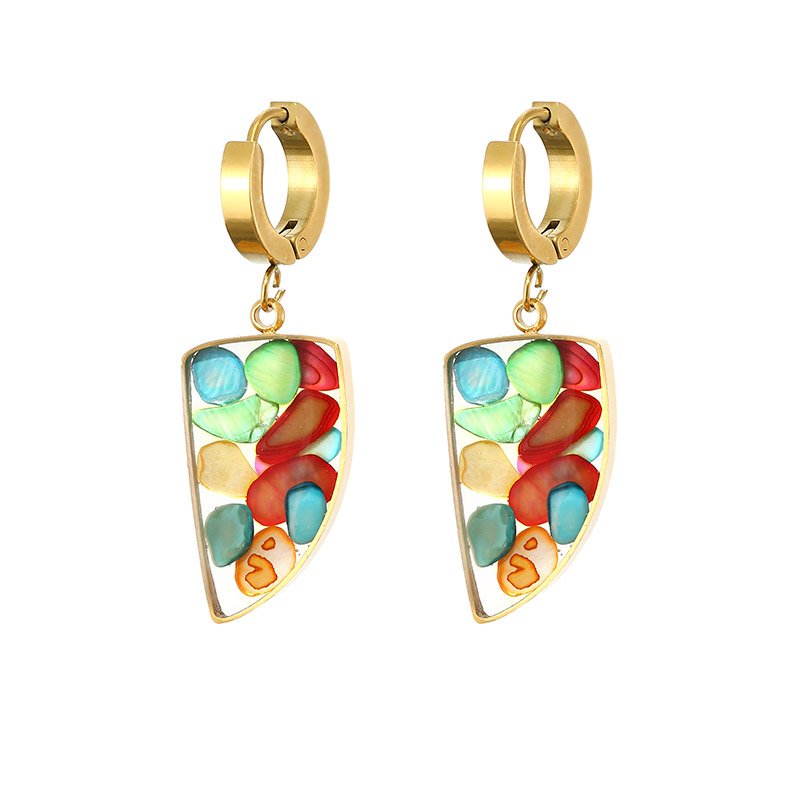 Factory Price Colorful Filled Earrings and Square Pendant Necklace E1470-GO