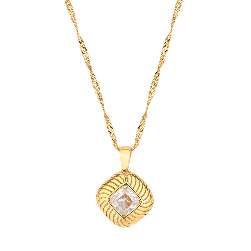 OEM ODM Rhombic Diamond Pendant Necklace N1581-GO