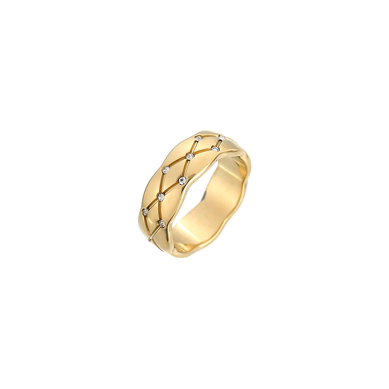 ODM OEM Price Gold Round Pearl Square Rings Factory R673