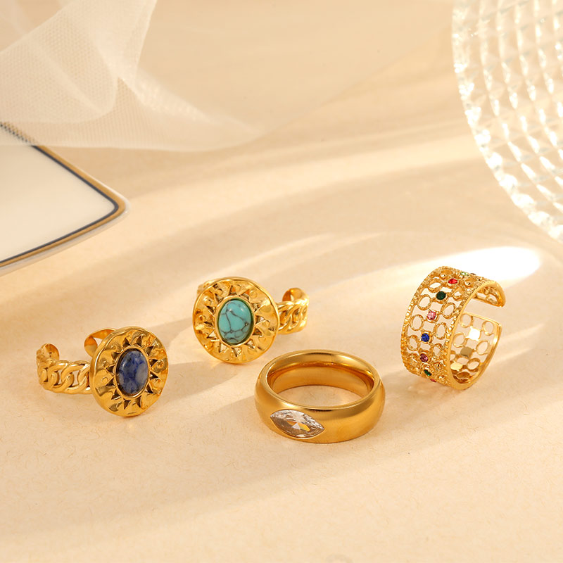 ODM OEM Price Gold Round Pearl Square Rings Factory R639