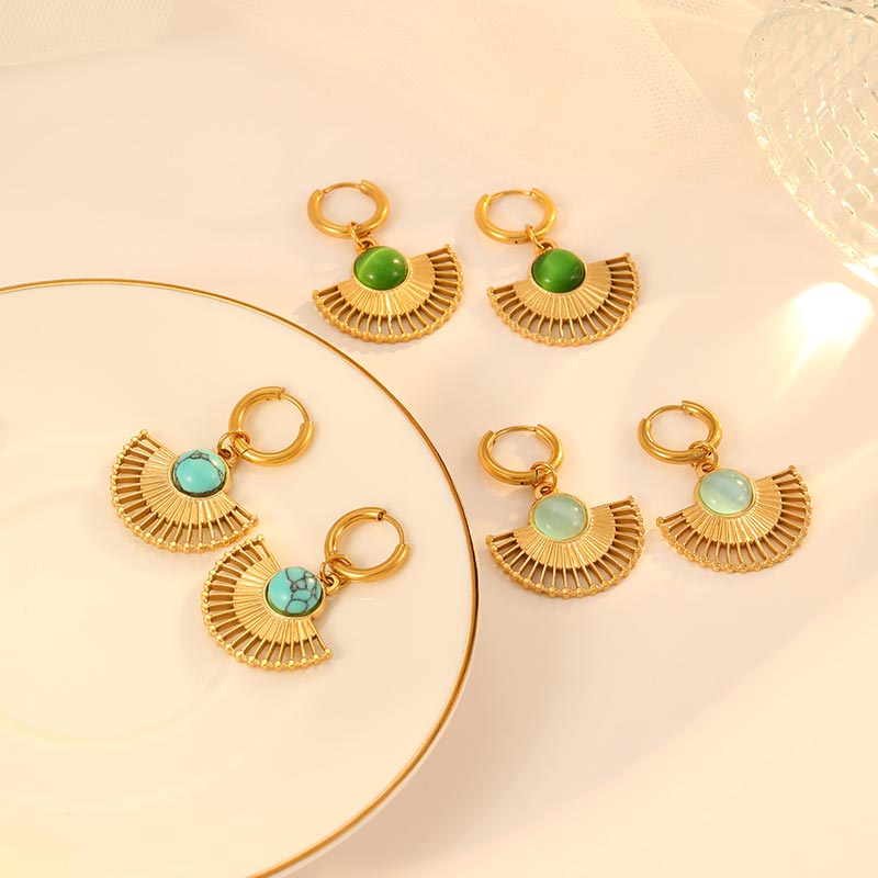Wholesale Customized Noble Gold Hoop Fan-Shaped Earrings E1481