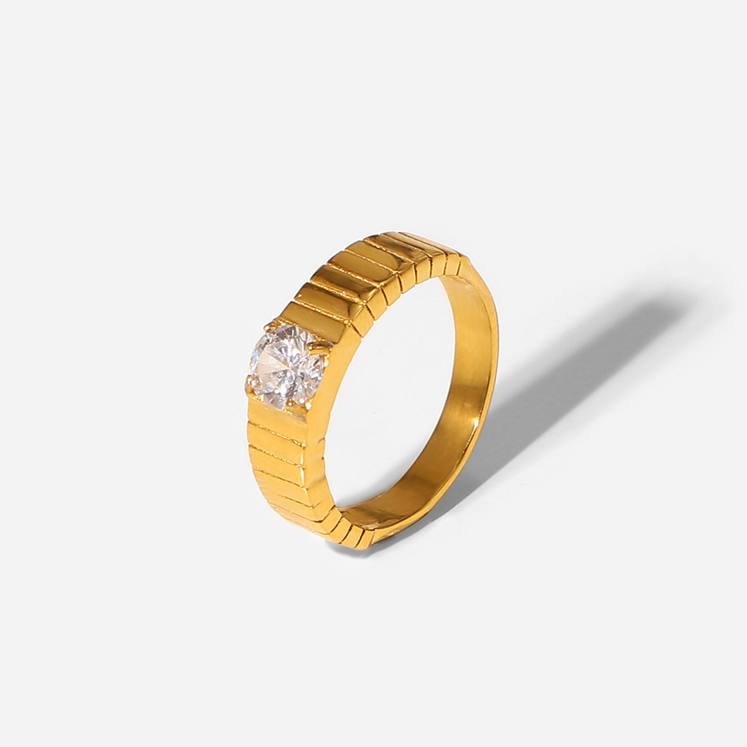 Wholesale 18K Gold Plated Stainless Steel Zircon Ring for Women