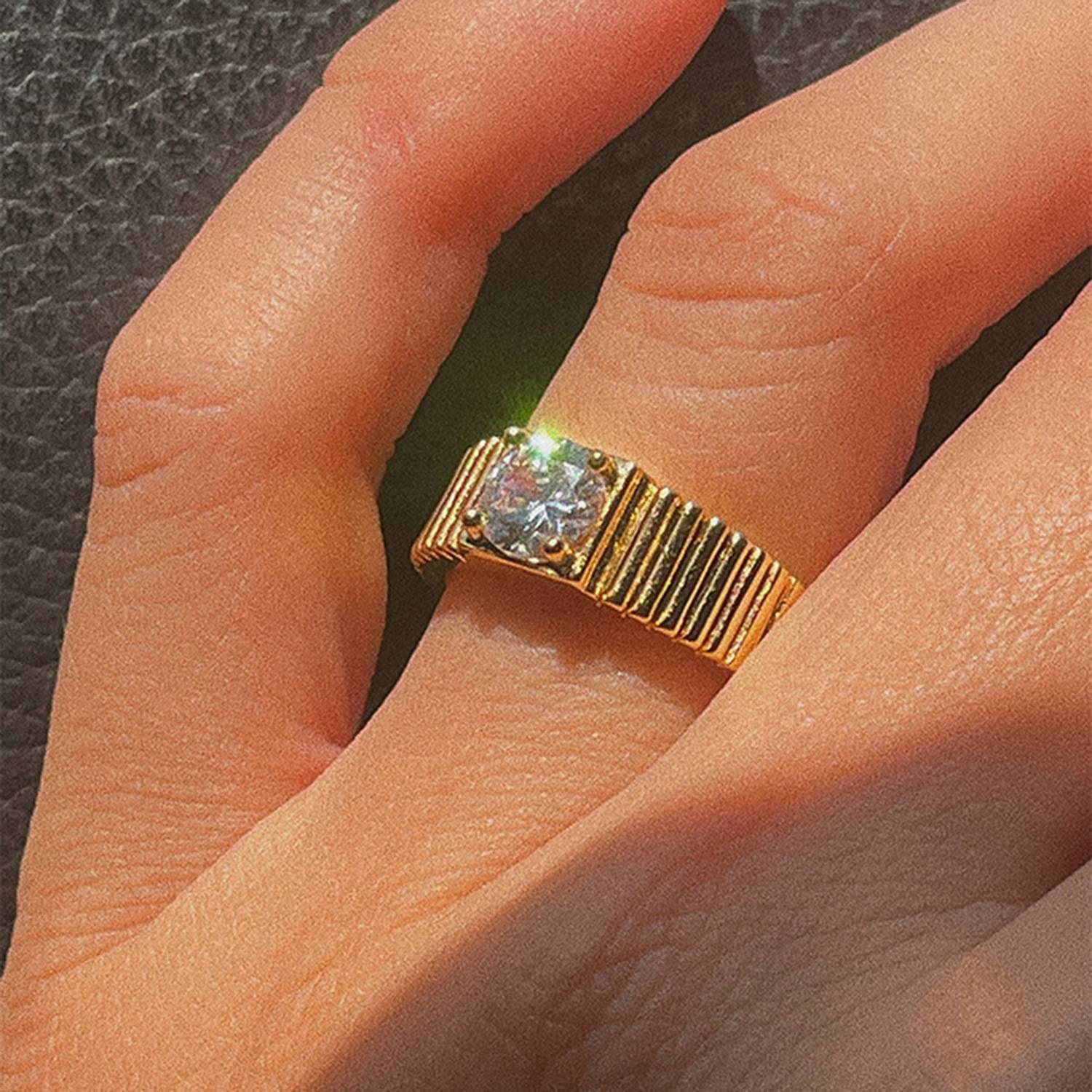 Wholesale 18K Gold Plated Stainless Steel Zircon Ring for Women