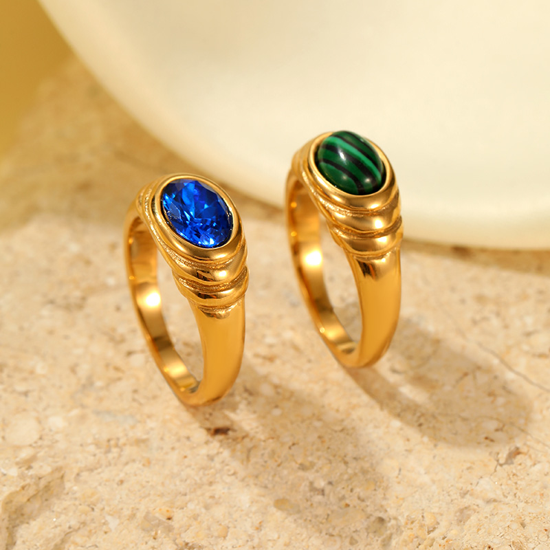 Wholesale Stainless Steel Turquoise Blue Zircon Ring Facotry Jewelery
