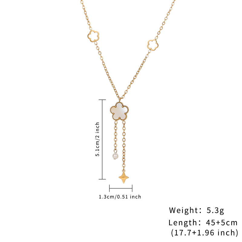 Trendy Stainless Steel Jewellery Wholesale Flower White Shell Charms Necklace Customize