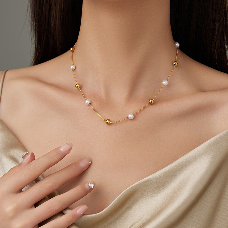 Wholesale Jewelry Pearl and Snake Chain Trendy Necklace in 2023 Customized