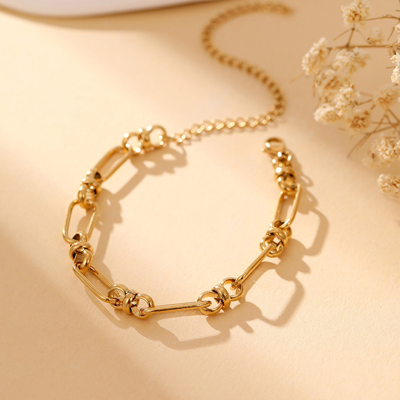 Link and Circles Gold Plating Bracelet Stainless Steel Jewellery Gift B2494