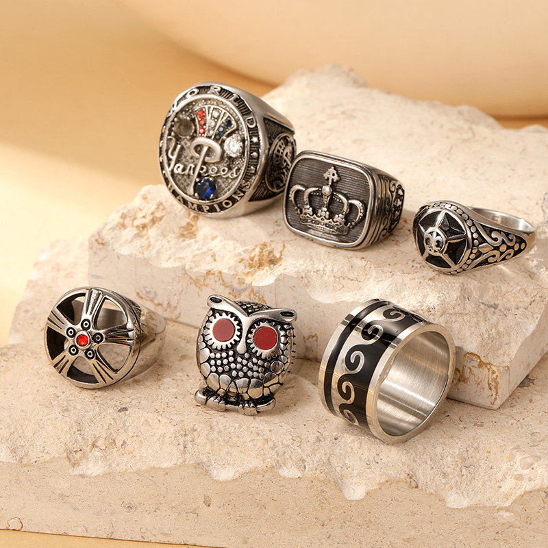 Stainless Steel Punk Rings for Men Hot Sale Vintage Men's Rings
