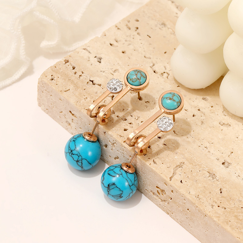 Stainless steel earrings geometric turquoise exotic not fade and do not allergic wholesale earrings for women girls