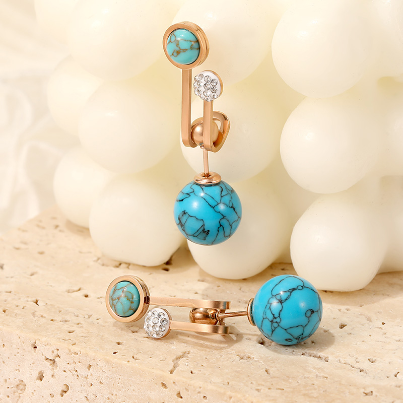 Wholesale  Customizable Hypoallergenic Stainless Steel Turquoise Earrings