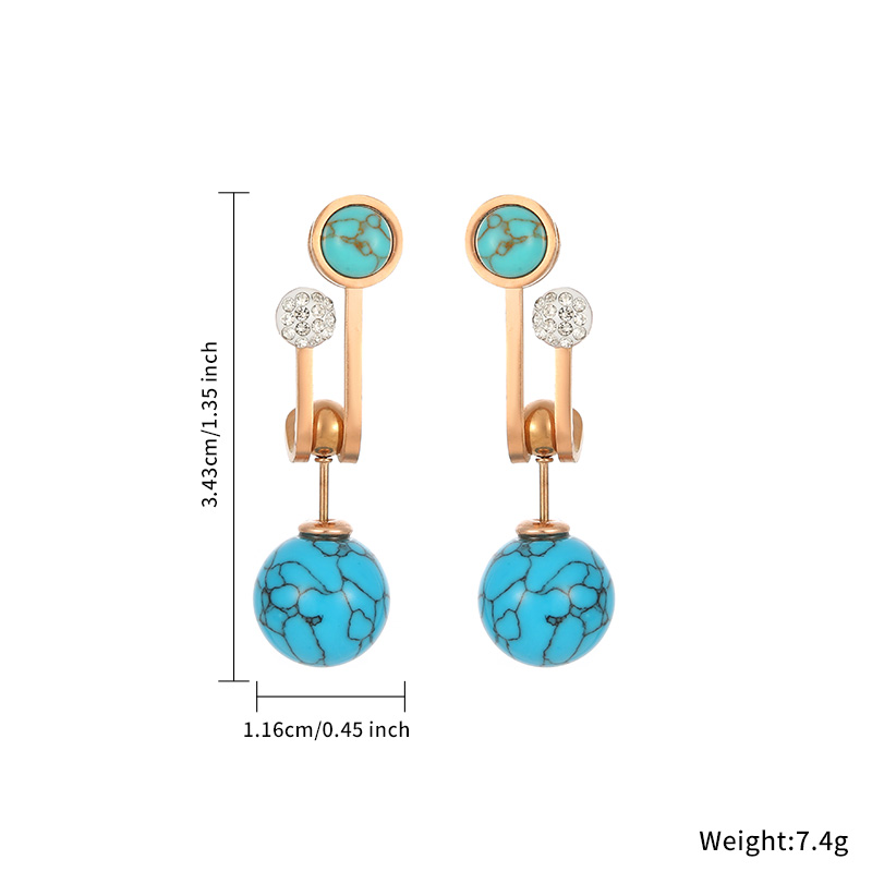 Stainless steel earrings geometric turquoise exotic not fade and do not allergic wholesale earrings for women girls