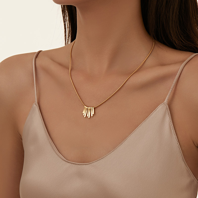 Custom striped fringe can be engraved pendant necklace