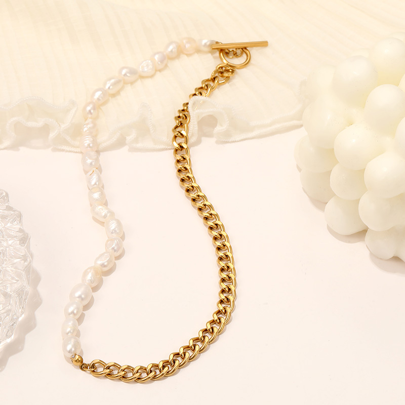 Fresh-Water Pearl Cuban Chain Necklace Trendy Style Jewelry Manufacture Wholesale