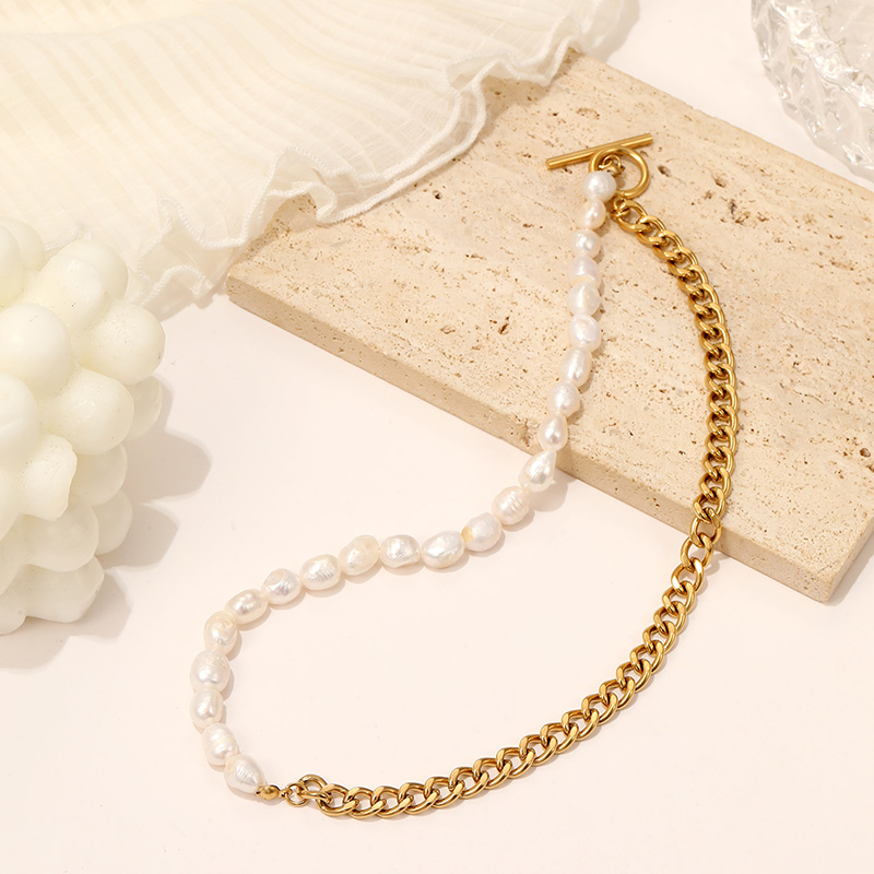 Fresh-Water Pearl Cuban Chain Necklace Trendy Style Jewelry Manufacture Wholesale