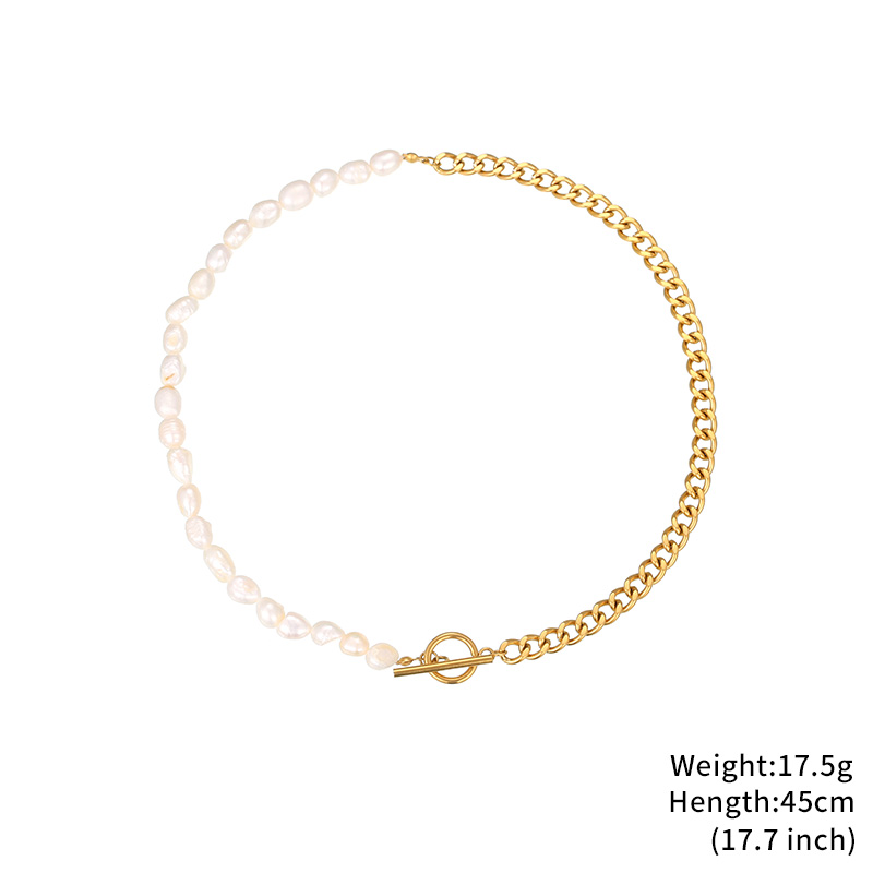 Fresh-Water Pearl Cuban Chain Necklace Trendy Style Jewelry Manufacture Wholesale