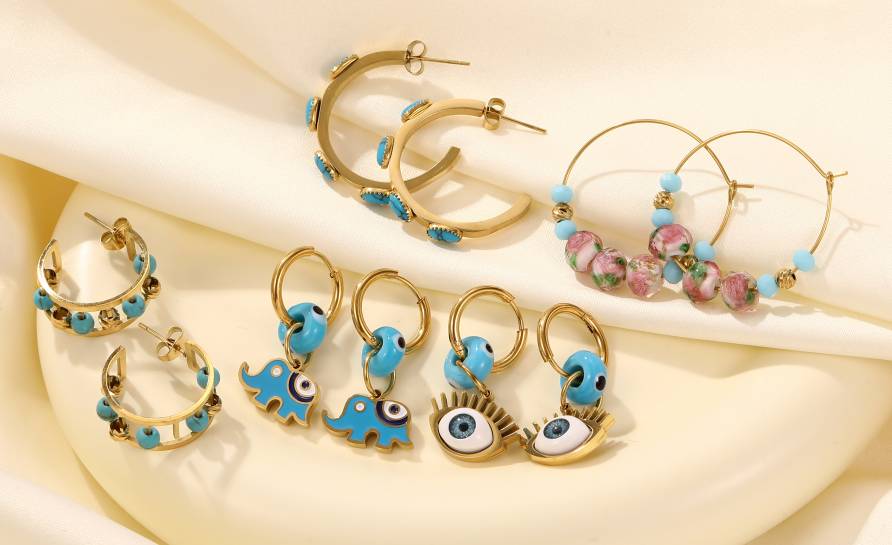 Bohemian Jewellery Women Natural Green Stone Earrings Hoop Earrings