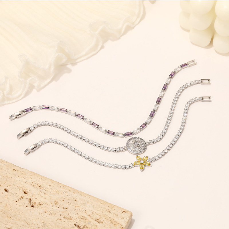 2023 Stainless Steel Tennis Bracelet Women's Colorful Cubic Zirconia Bracelet Gift