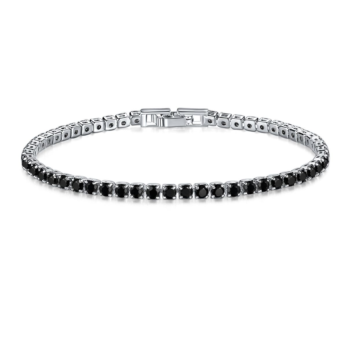 Hip Hop Bling Iced Out Black Cubic Zirconia Bracelet Tennis Chain Bracelet