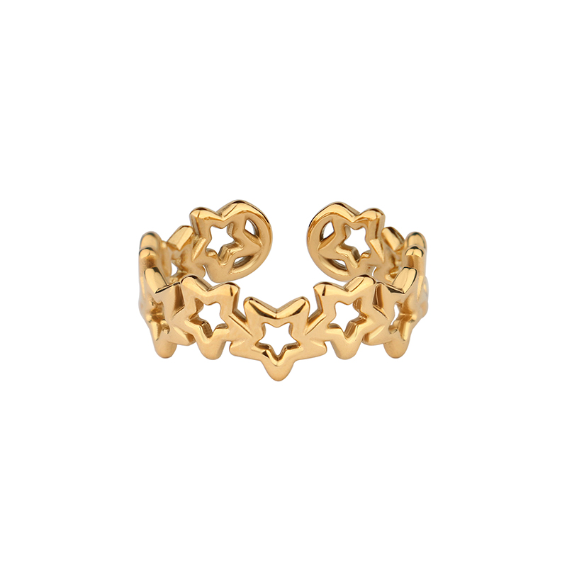 New Stainless Steel 18k Gold Plated Leaves Rings Jewelry Set