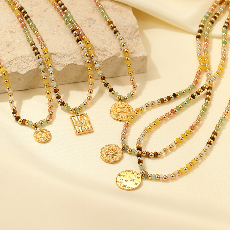 Personalized Colorful Natural Stones Pendant Necklace