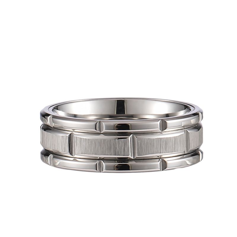 Men's 8mm Brushed Comfort Fit Stainless Steel Wedding Band Ring