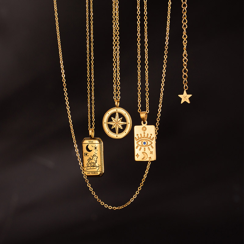 Stainless steel hollow pendant engraved tag necklace series