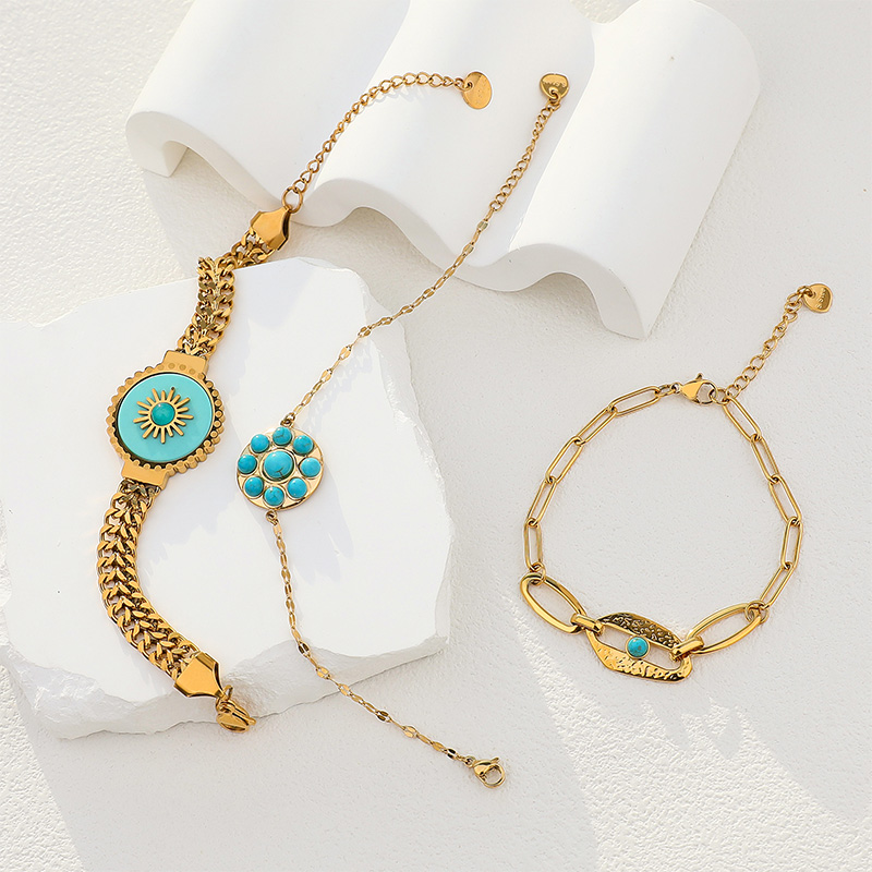Stainless steel blue turquoise pendant bracelet series