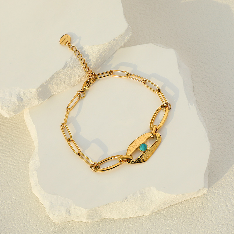 Stainless steel blue turquoise pendant bracelet series