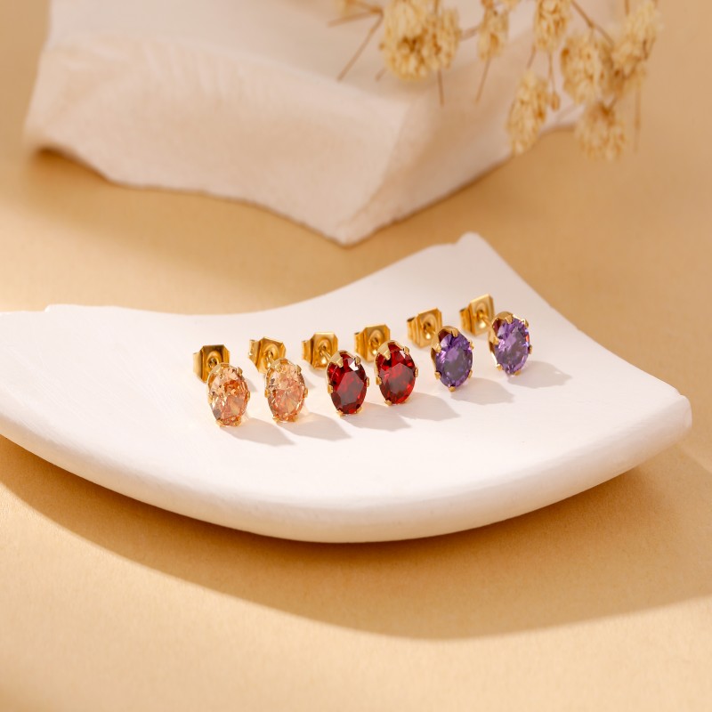 Custom colorful simple six claws zircon earrings