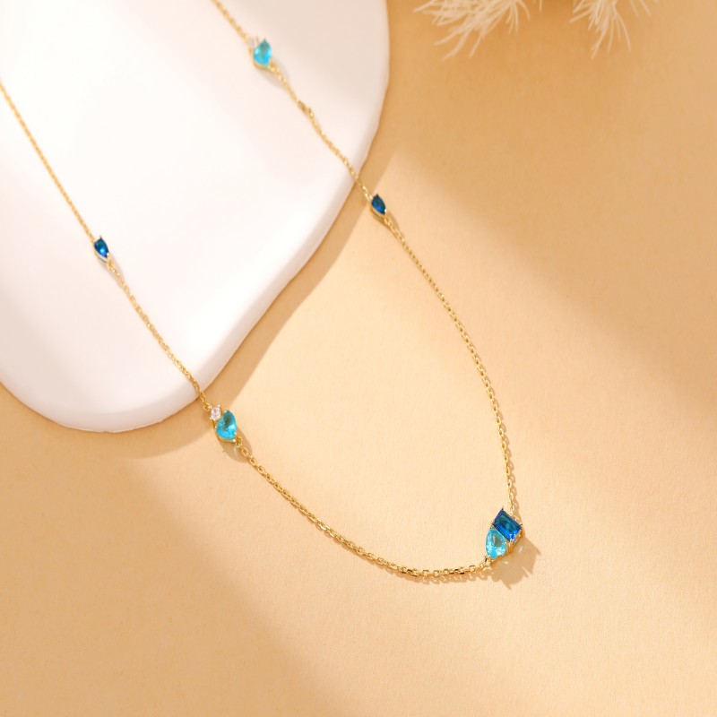 Newest 925 sterling silver  heart colorful zircon pendant necklace series