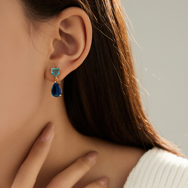Custom S925 sterling silver jewelry drops colorful zircon stud earrings