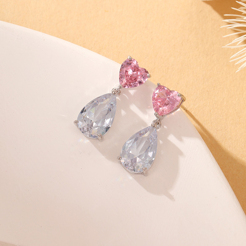 Custom S925 sterling silver jewelry drops colorful zircon stud earrings