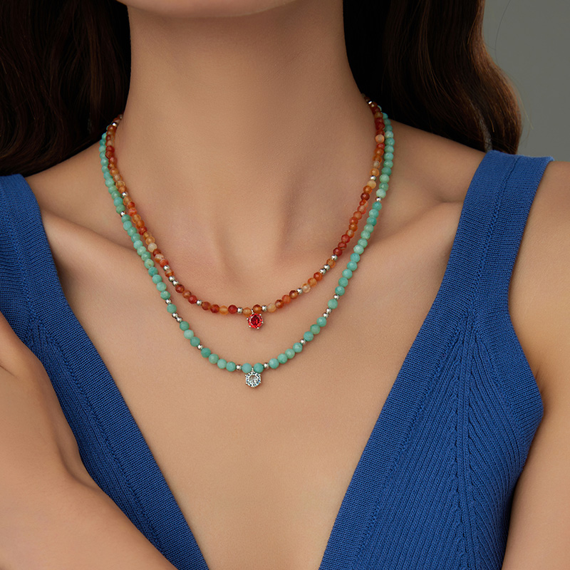 Factory wholesale 925 silver natural stone zircon pendant necklace series