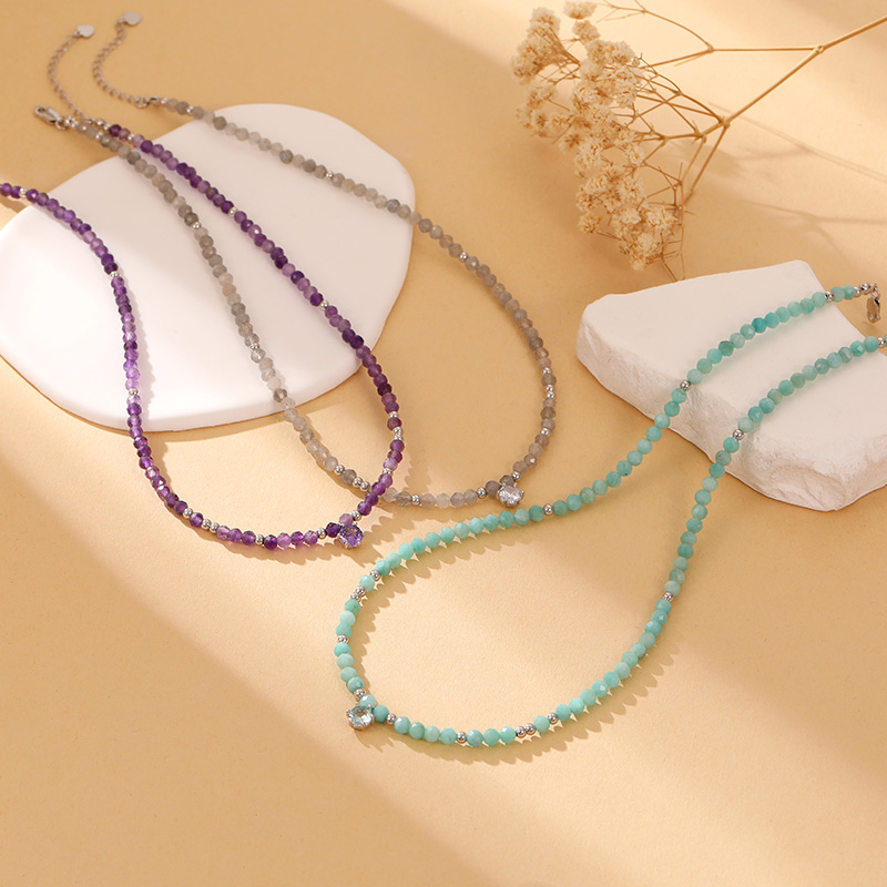Factory wholesale 925 silver natural stone zircon pendant necklace series