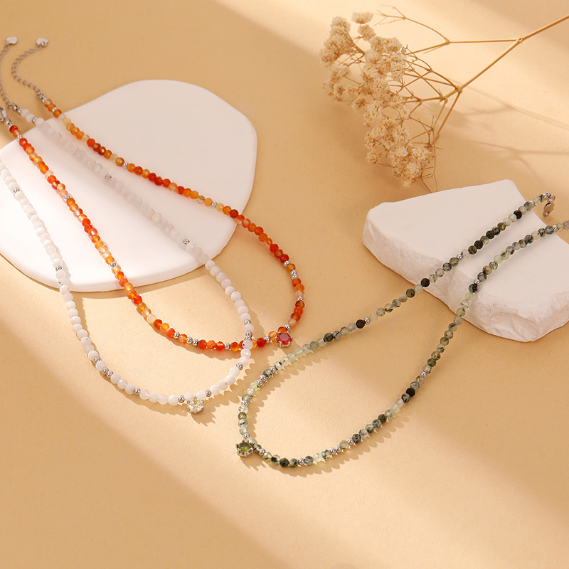 Factory wholesale 925 silver natural stone zircon pendant necklace series