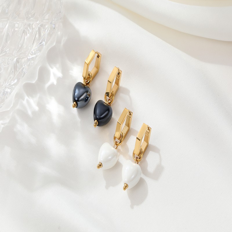 New arrivals Heart-shaped ceramic pendant polygonal earrings