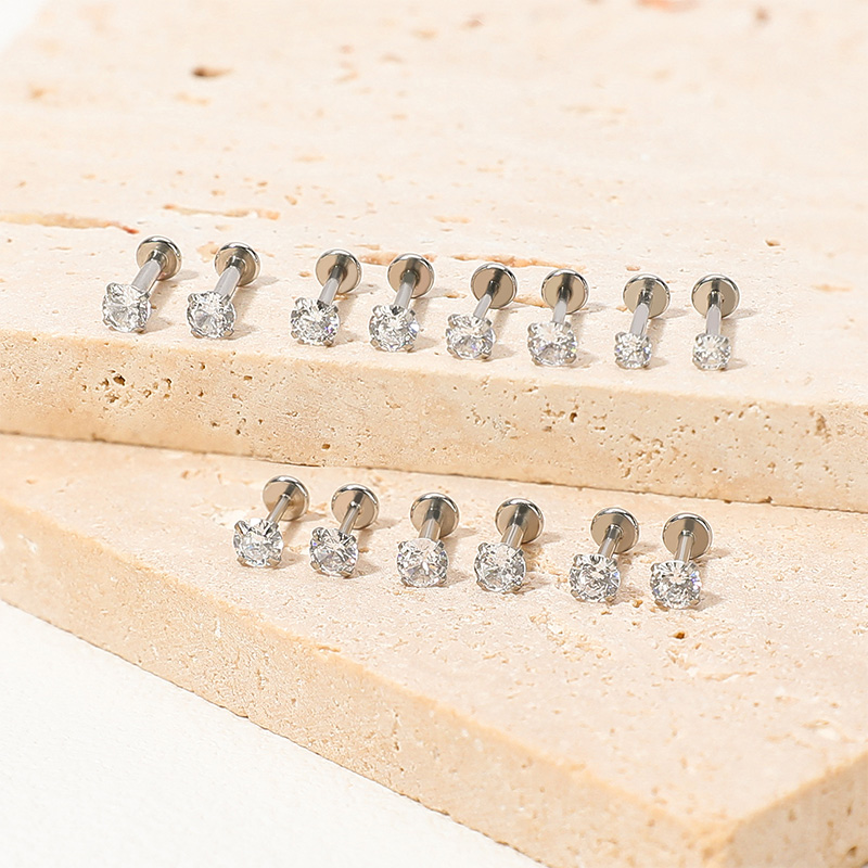 Classic Style Jewelry Lip Stud Jewelry Titanium Material Zircon Various Size