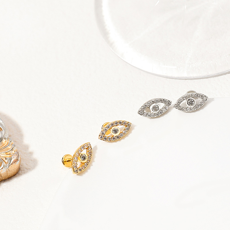Titanium Material Piercing Devil's Eye Stud Earrings & Lip Stud With Zircon
