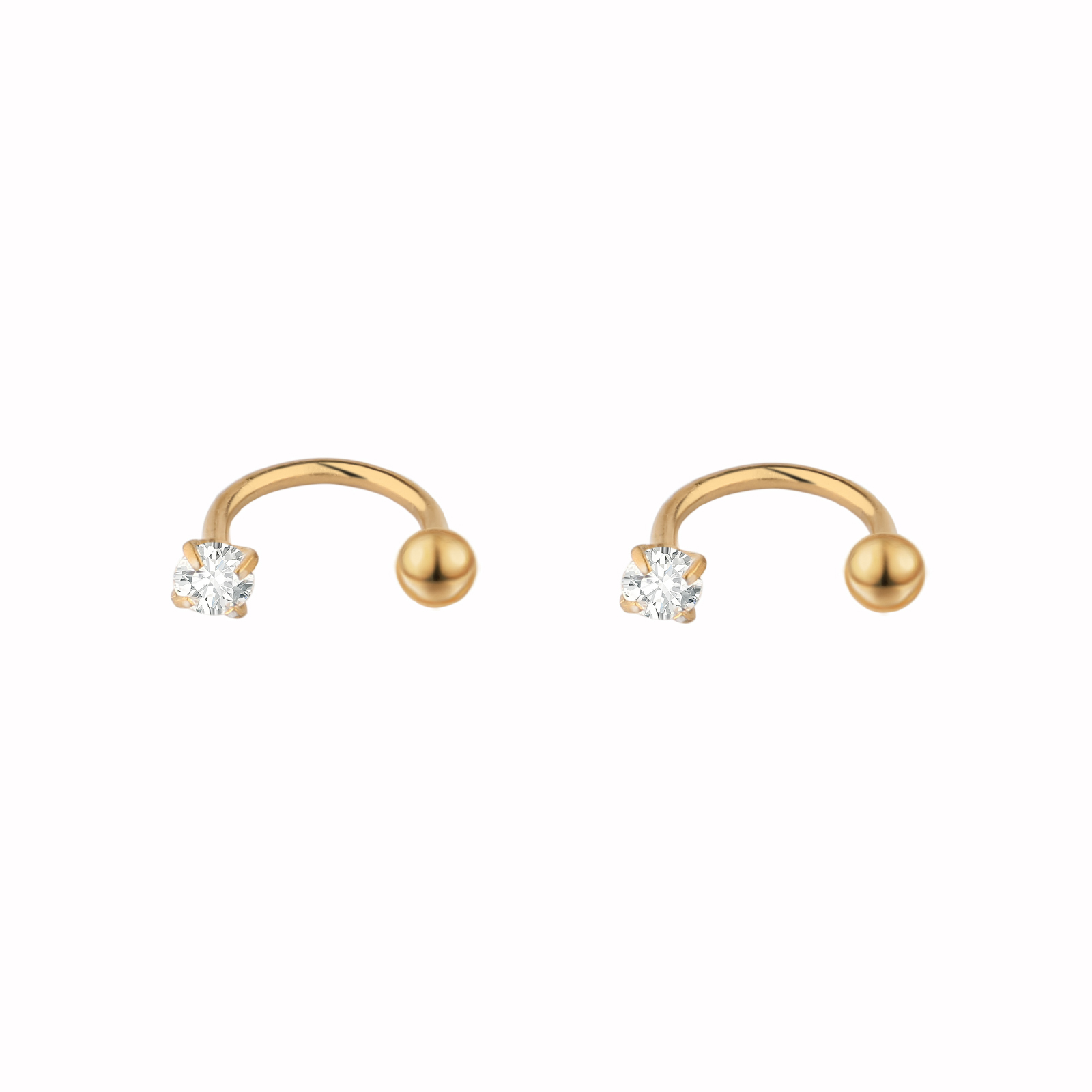 Mini Titanium Body Piercings C-Cuff & Lip &Nose Stud Zircon Earrings