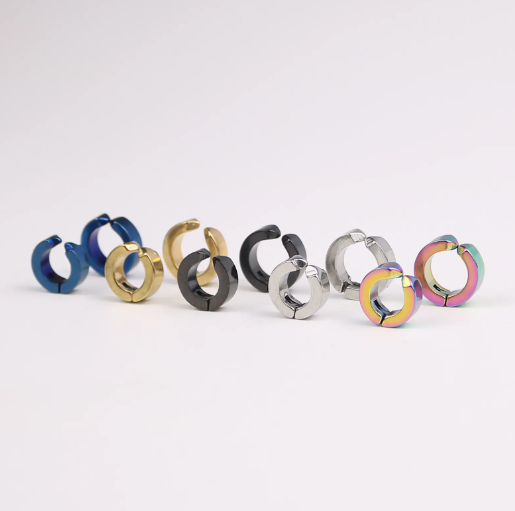 Non-Tarnish Trendy Titanium Ear Bone Clip Colorful  Earrings Round Shape Anti-Allergy