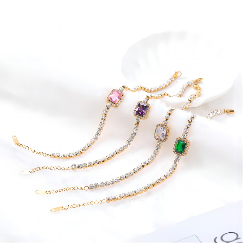 Factory wholesaling colorful zircon tennis chain bracelet