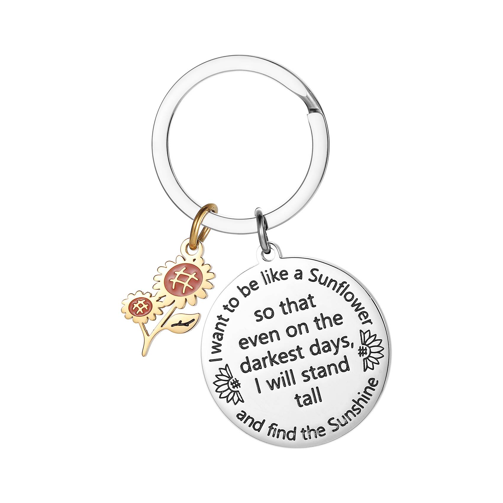 Wholesaling round tag sunflower pendant keychain custom 