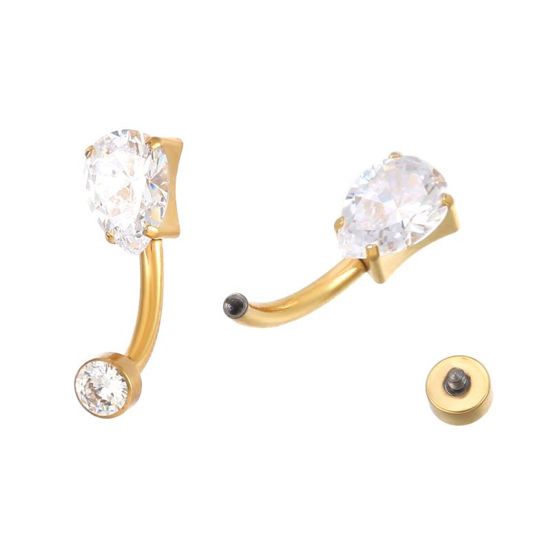  Titanium colorful zircon navel rings series