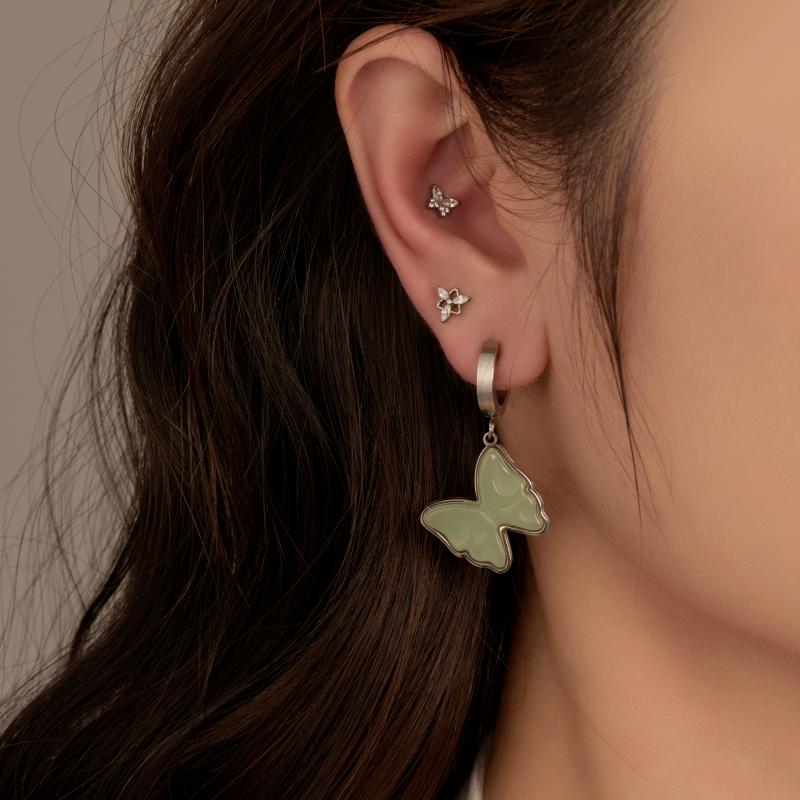  Titanium Internal Thread Labret Leaf and Butterfly Zircon Piercing Series