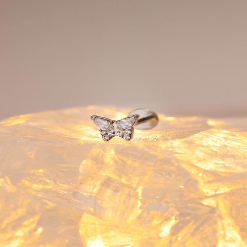  Titanium Internal Thread Labret Leaf and Butterfly Zircon Piercing Series